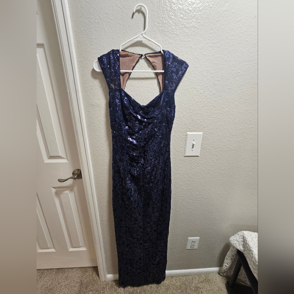 Lauren Ralph Lauren Navy Sequin Formal Dress